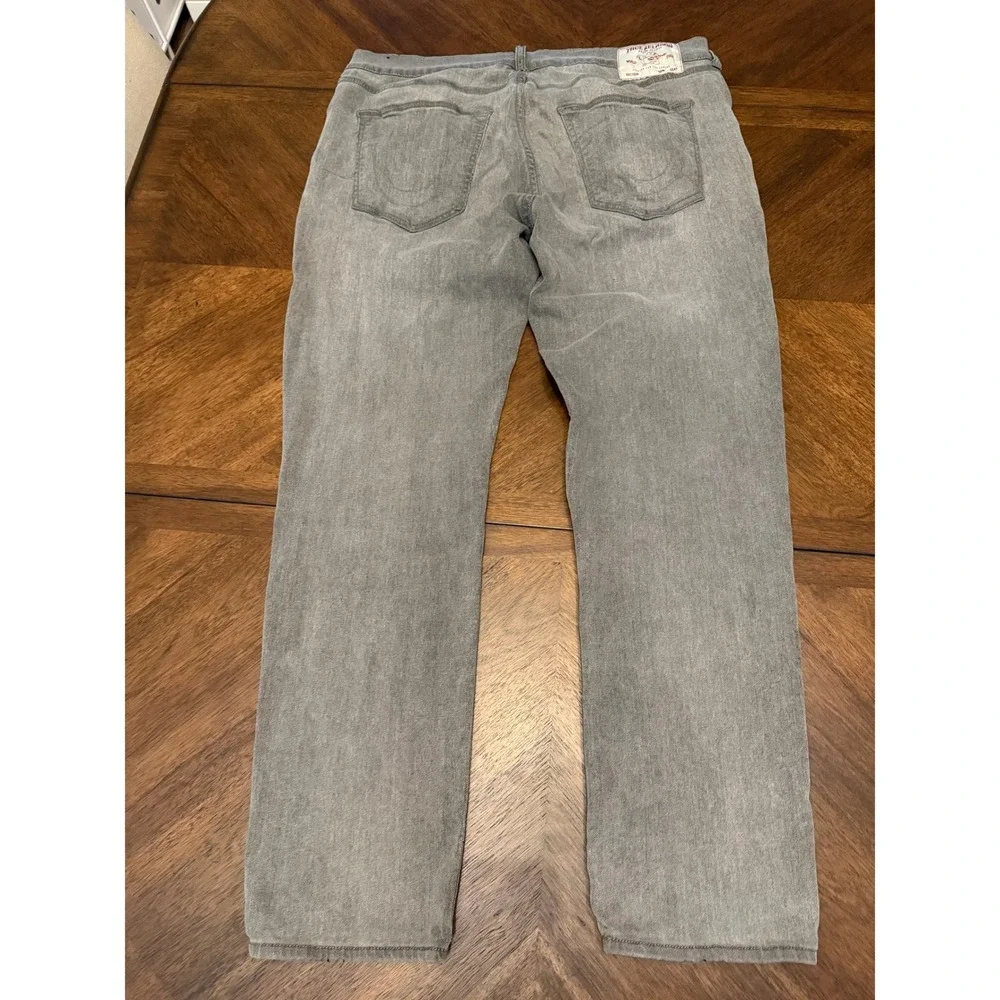 True Religion Rocco Relaxed Skinny Grey Jeans Mens 40 Stretch Denim